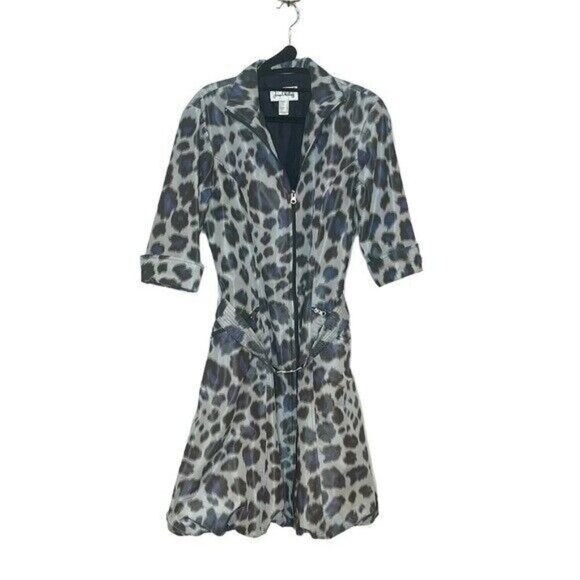 Joseph Ribkoff  Size 6 Blue Cheetah Print Lined Spring Style Bubble Hem Jacket - Picture 1 of 15